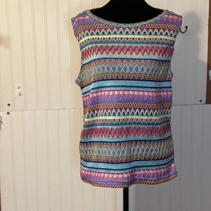Sleeveless Multicolor Aztec  Knit Top Sz xl